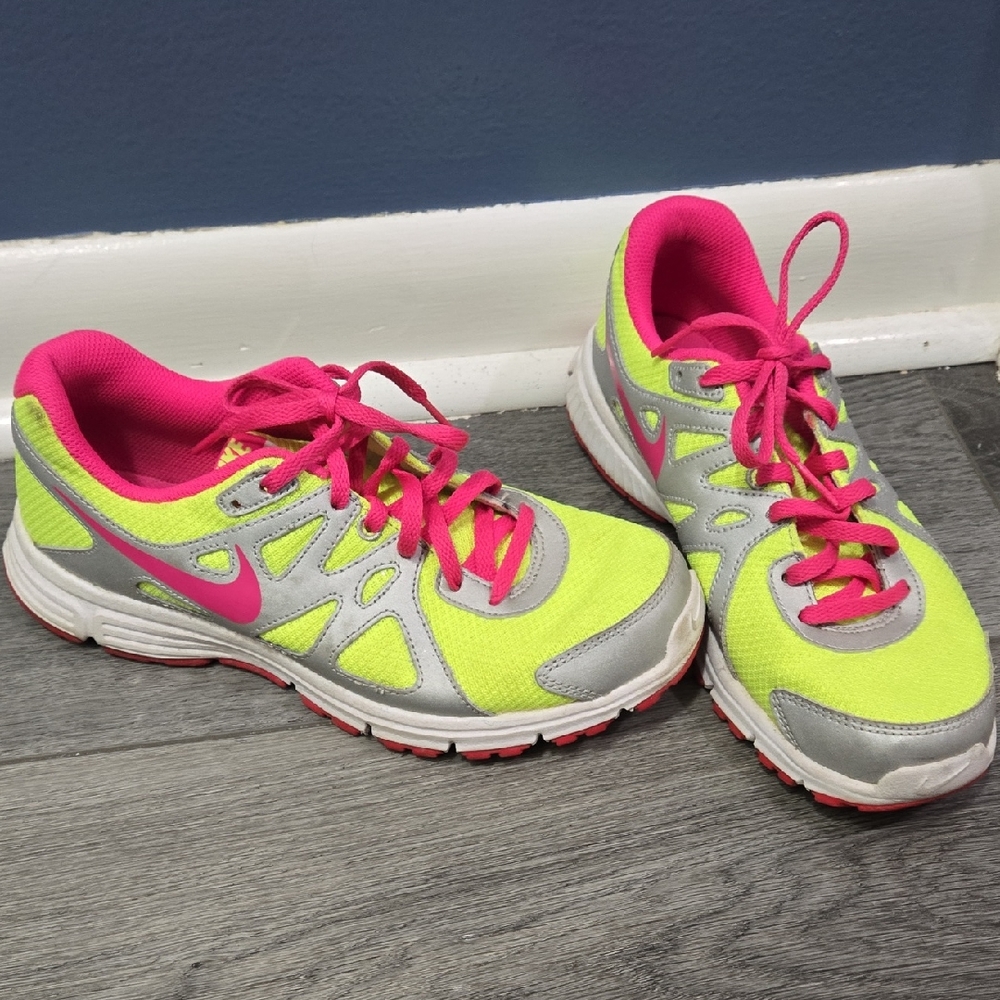 Nike Youth Neon Pink and Lime Green Sneakers